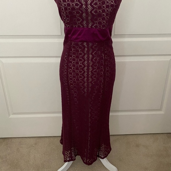 Tracy Reese New York Strapless Wine Lace Dress | Size 4 | Elegant Wool Blend - Picture 3 of 10